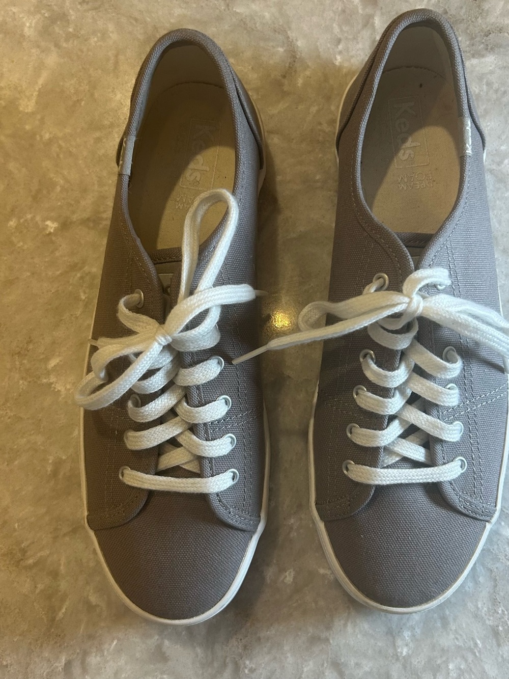 Keds Gray Canvas Low-Top Sneakers with White Laces